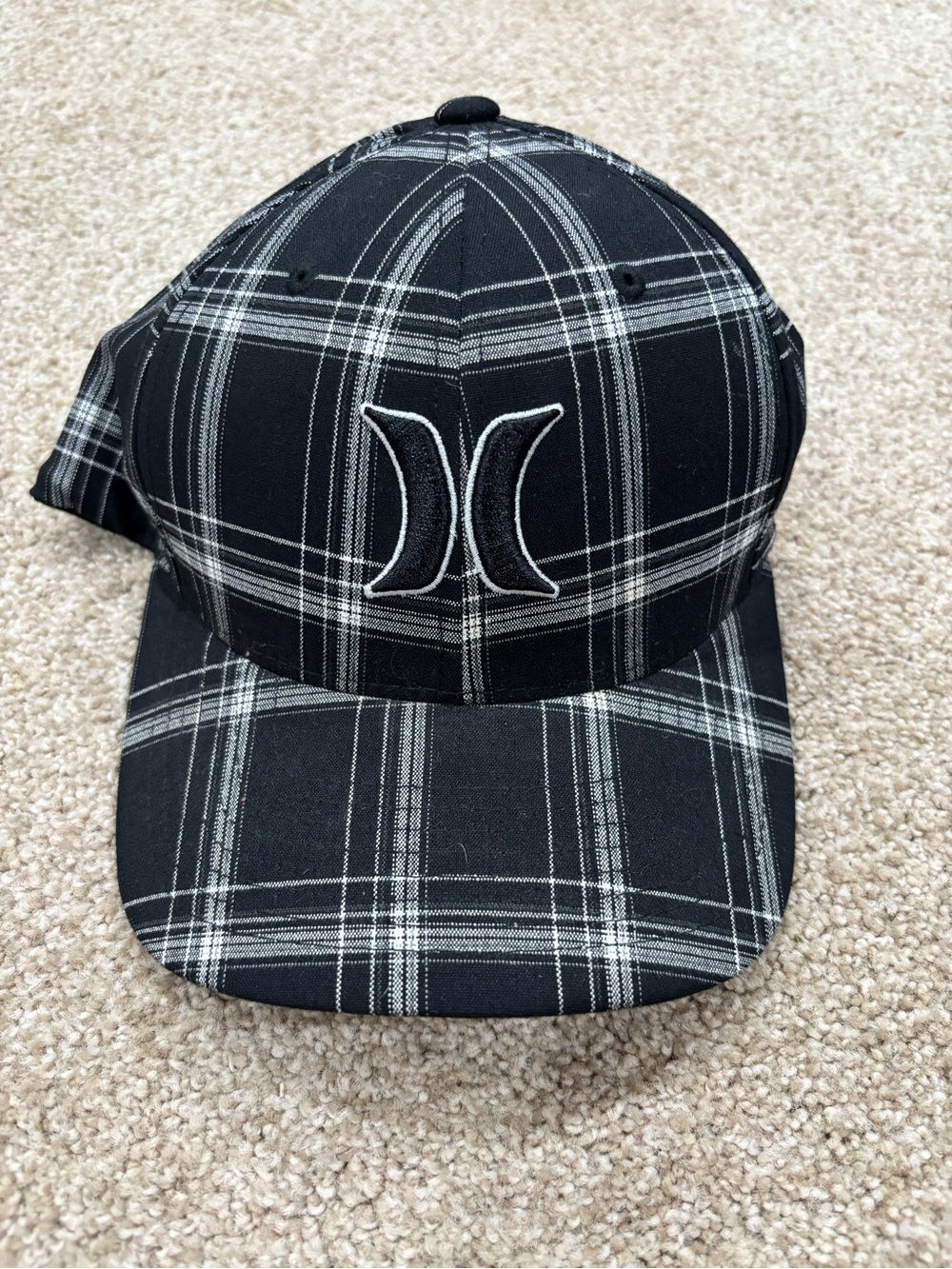 Hurley Black & White Plaid Snapback Hat